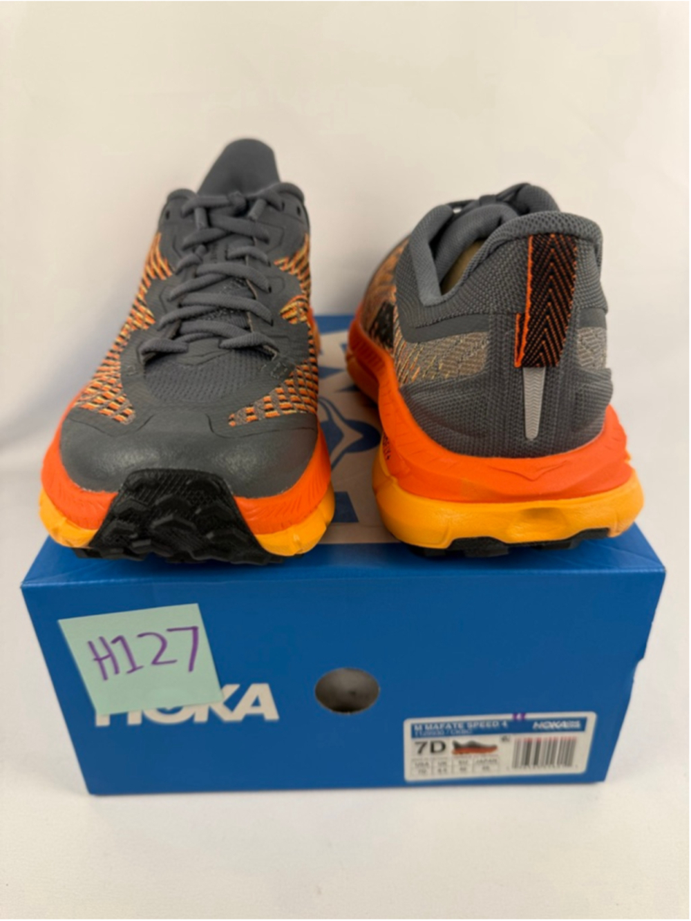 Men's Hoka Mafate Speed 4 Athletic Shoes 7 Gray Orange - Picture 2 of 13